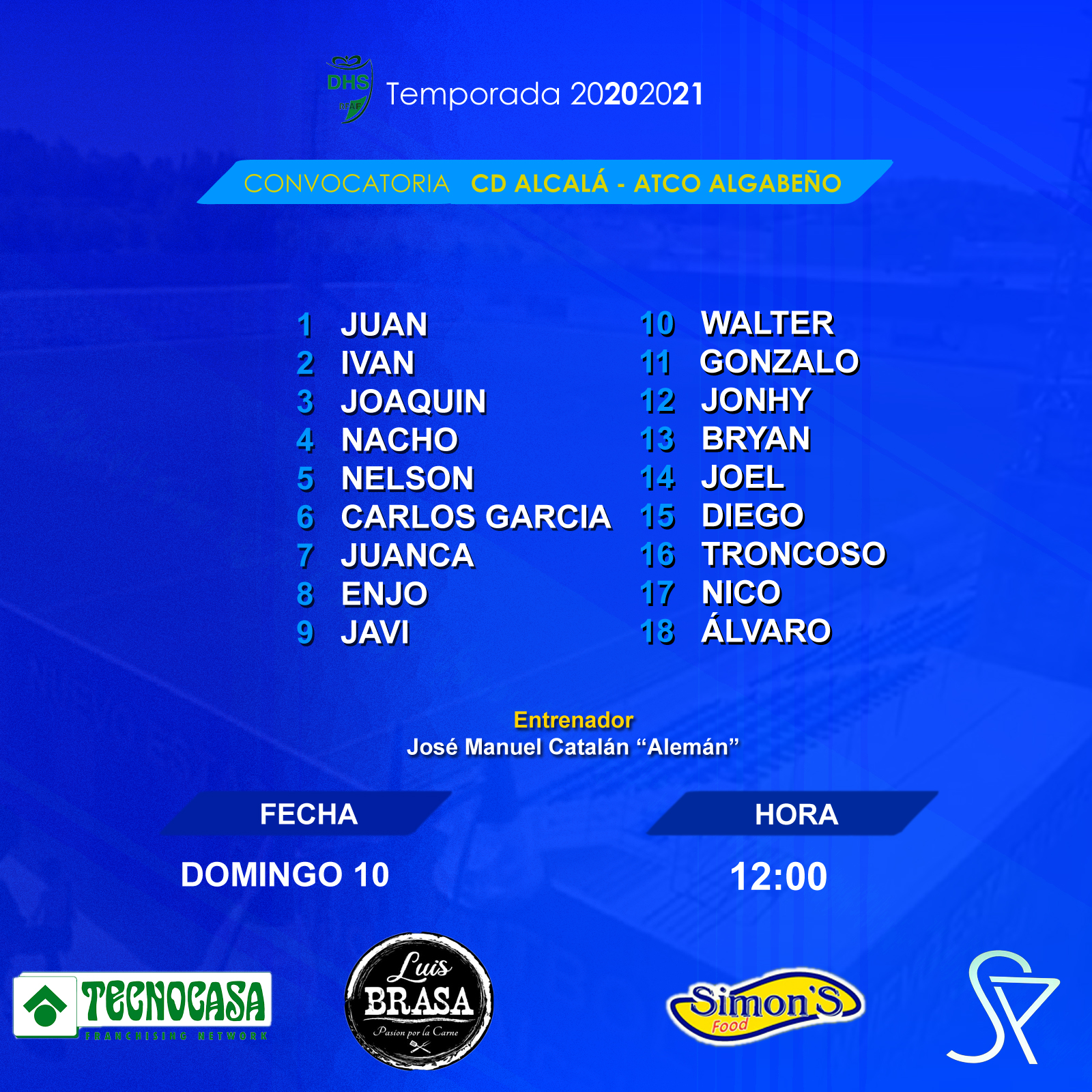 Lista de convocados para el partido frente al Algabeño Lista de convocados para el partido frente al Algabeño
